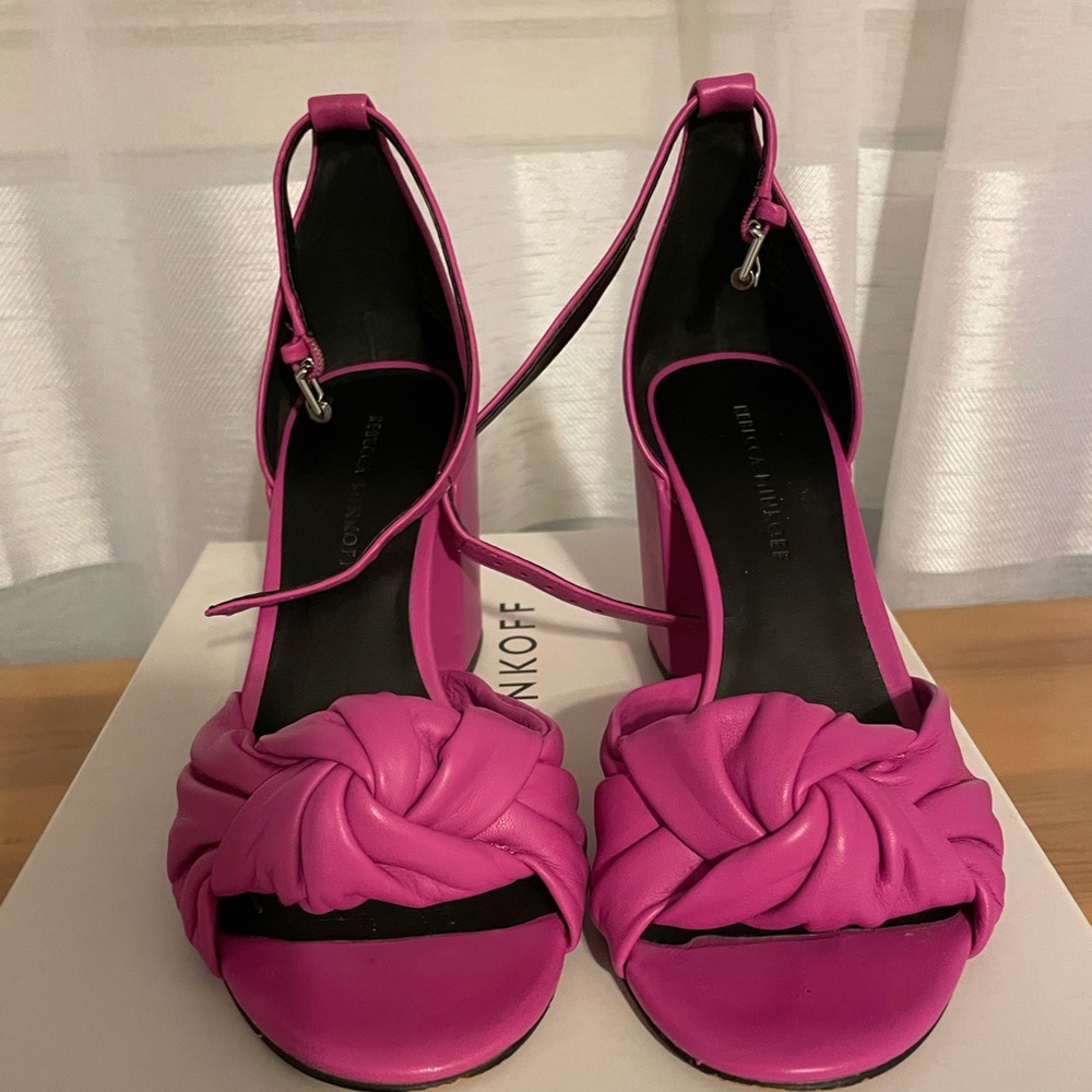 Rebecca Minkoff leather sandals in bright pink with ankle strap sandals size 7
